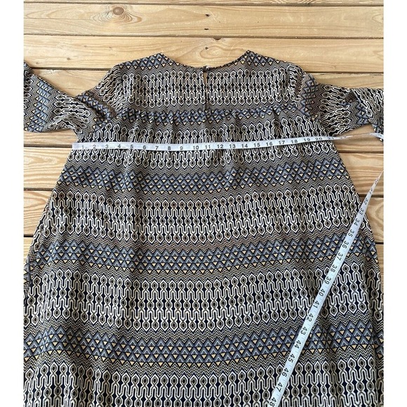 H&M Patterned 3/4 Sleeve Baby Doll Dress Size 8 Women’s Black Tan - Picture 7 of 8